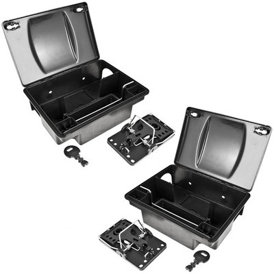 2x Rattenfalle Köderbox Mäusefalle Köderstation mit Schlagfalle Schwarz Petigi