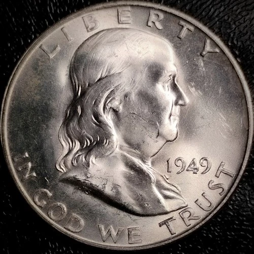 1949 D Franklin Half Dollar - BU - 90% Silver 50C