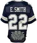 Dallas Cowboys Emmitt Smith Autographed Pro Style Navy Blue Stat Jersey BAS A...