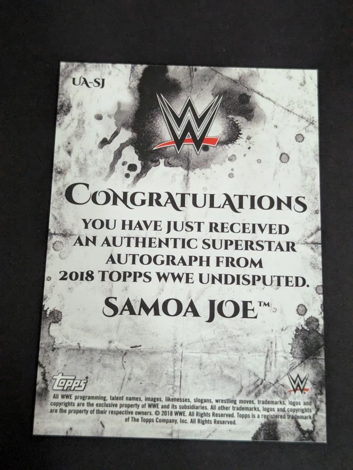 2018 Topps WWE Undisputed Auto Samoa Joe Orange /99 Autograph  - Image 3 of 3