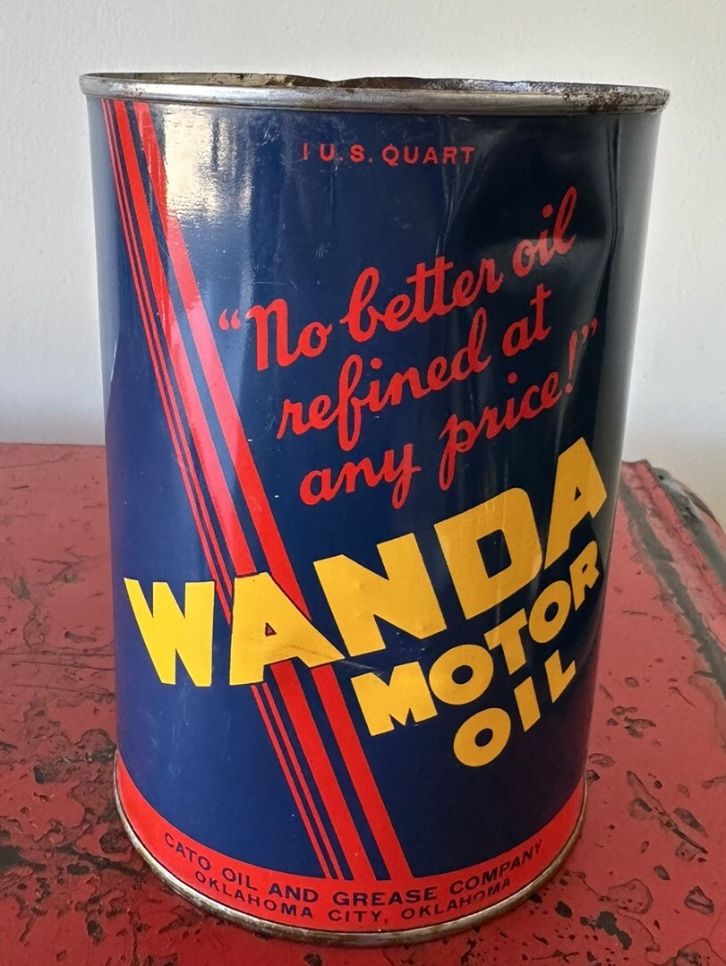 1940’s WANDA MOTOR OIL Can 1 qt Cato Oil & Grease Company Oklahoma City