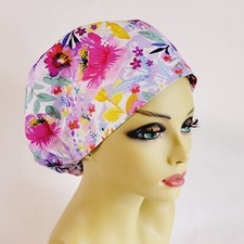 European Women Scrub Hat, Surgical Cap, Floral  Nurses Hat, Medical, USA Made