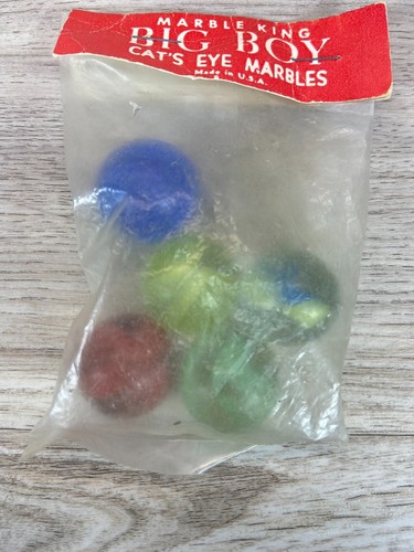 Vintage Marble King Big Boy Cat's Eyes Marbles 60's 10 Cent Sealed Glass Set NOS - Picture 4 of 6