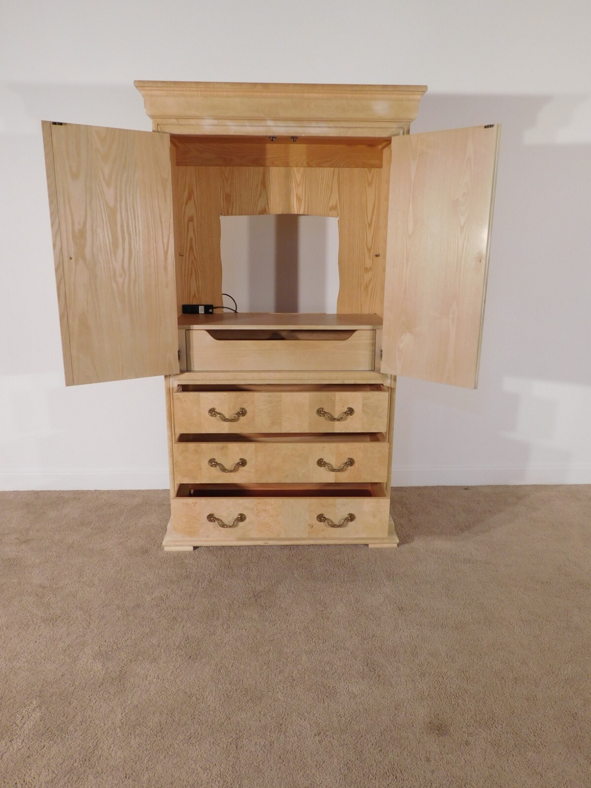 HENREDON Charles X Biedermeier or Empire Linen Press TV Cabinet Armoire