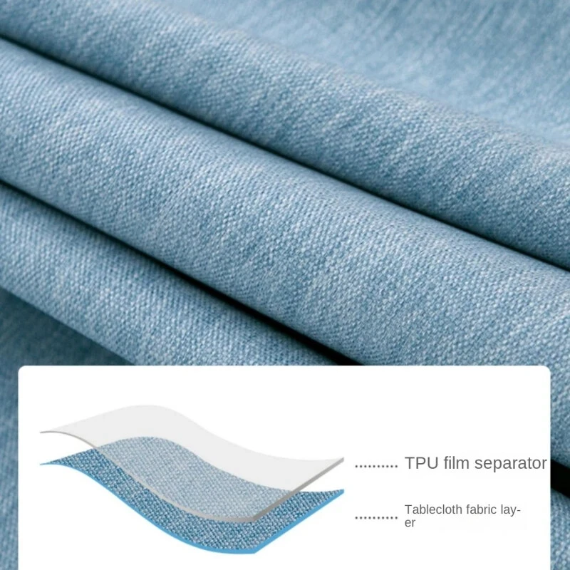 Large Round Tablecloth Solid Color Cotton Linen Table Cloth Oil-Proof TableCover - Image 4 of 4