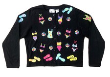 Vintage Michael Simon Cardigan Sweater Women Medium Bikini Sandals Beach Fun