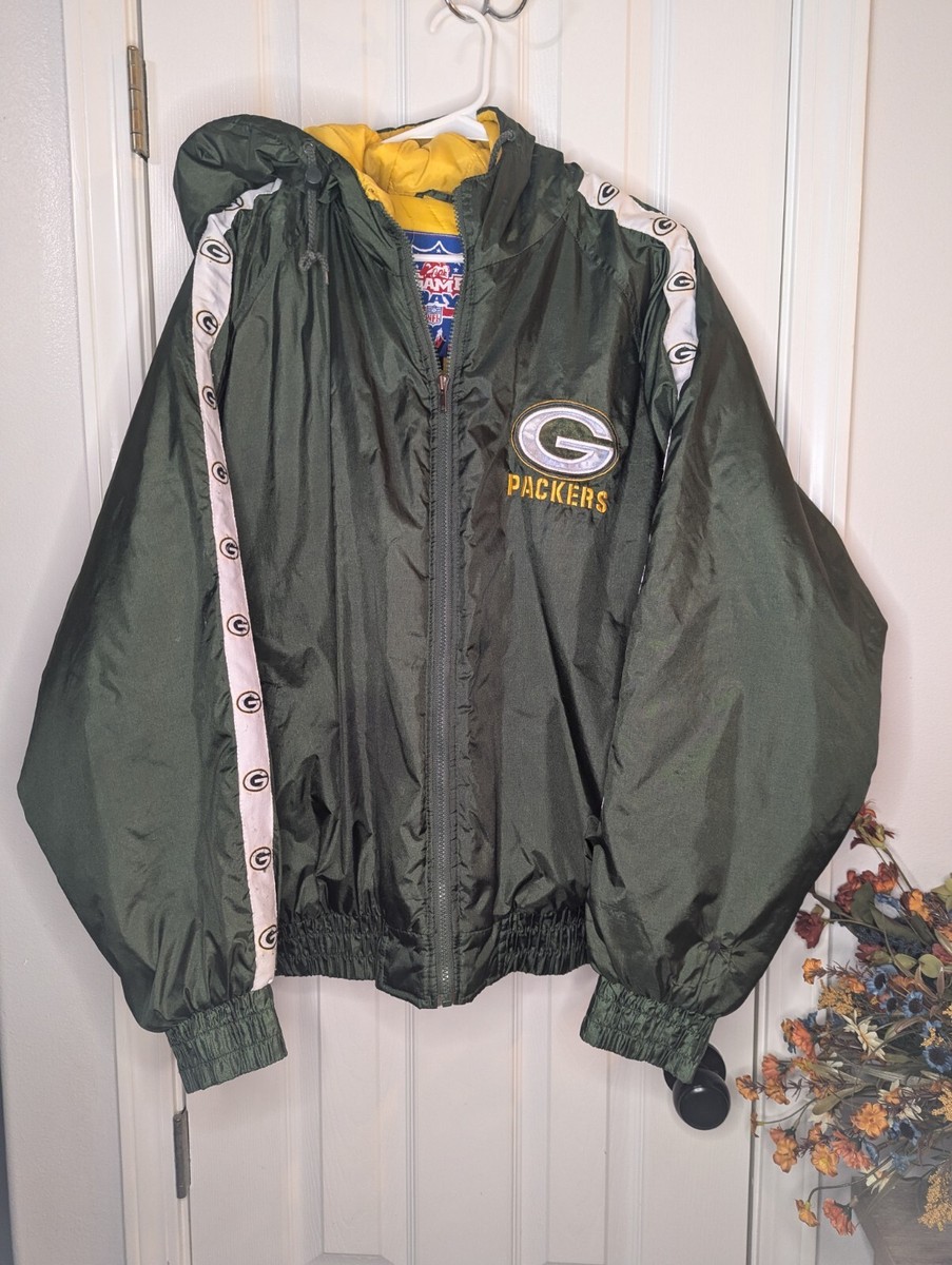 Green Bay Packers Jacket Puffer Hooded Full Zip VTG 90's NFL Game