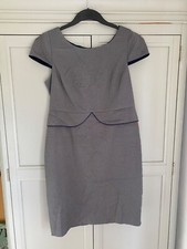 NEXT Tailored Shift Dress Size 16 Smart Work Office Grey Blue Dot Classic