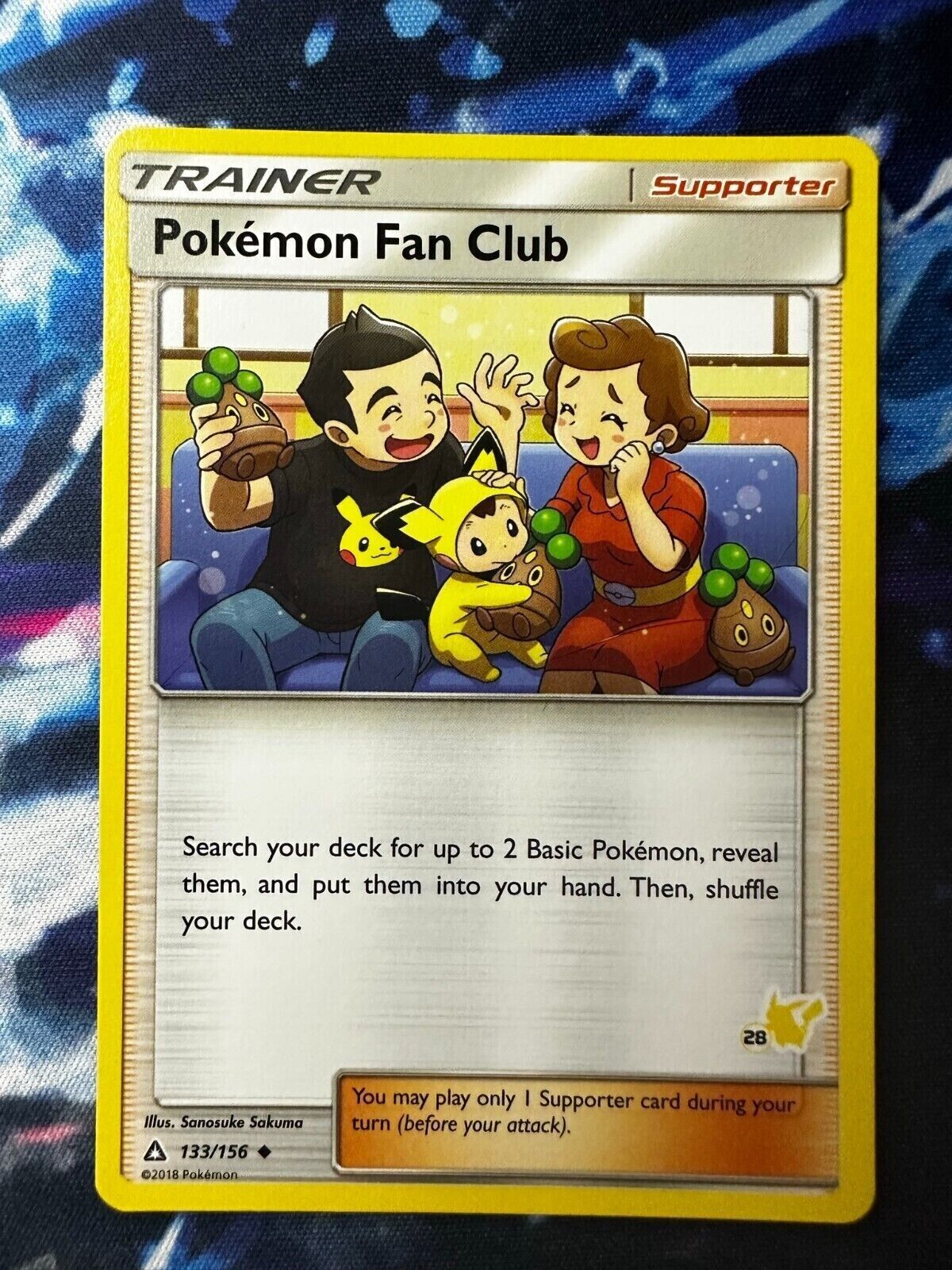 Pokemon Fan Club #28 133/156 Ultra Prism Pikachu Stamped Pokemon TCG Card NM