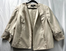 Kasper Women's Blazer Top Suit Jacket Size 28W Beige Cream Lace Open