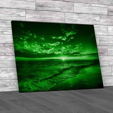 Sunset At Ocean And Beach  Canvas Print Large Picture Wall Art