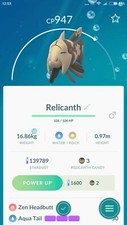    AMAZING REGIONAL RELICANTH     - PKMN GO  - INSTANT TRADE 20k 