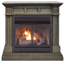 Duluth Forge Ventless Gas Fireplace With Mantel, 32K BTU, T-Stat, DFS-400T-2GR