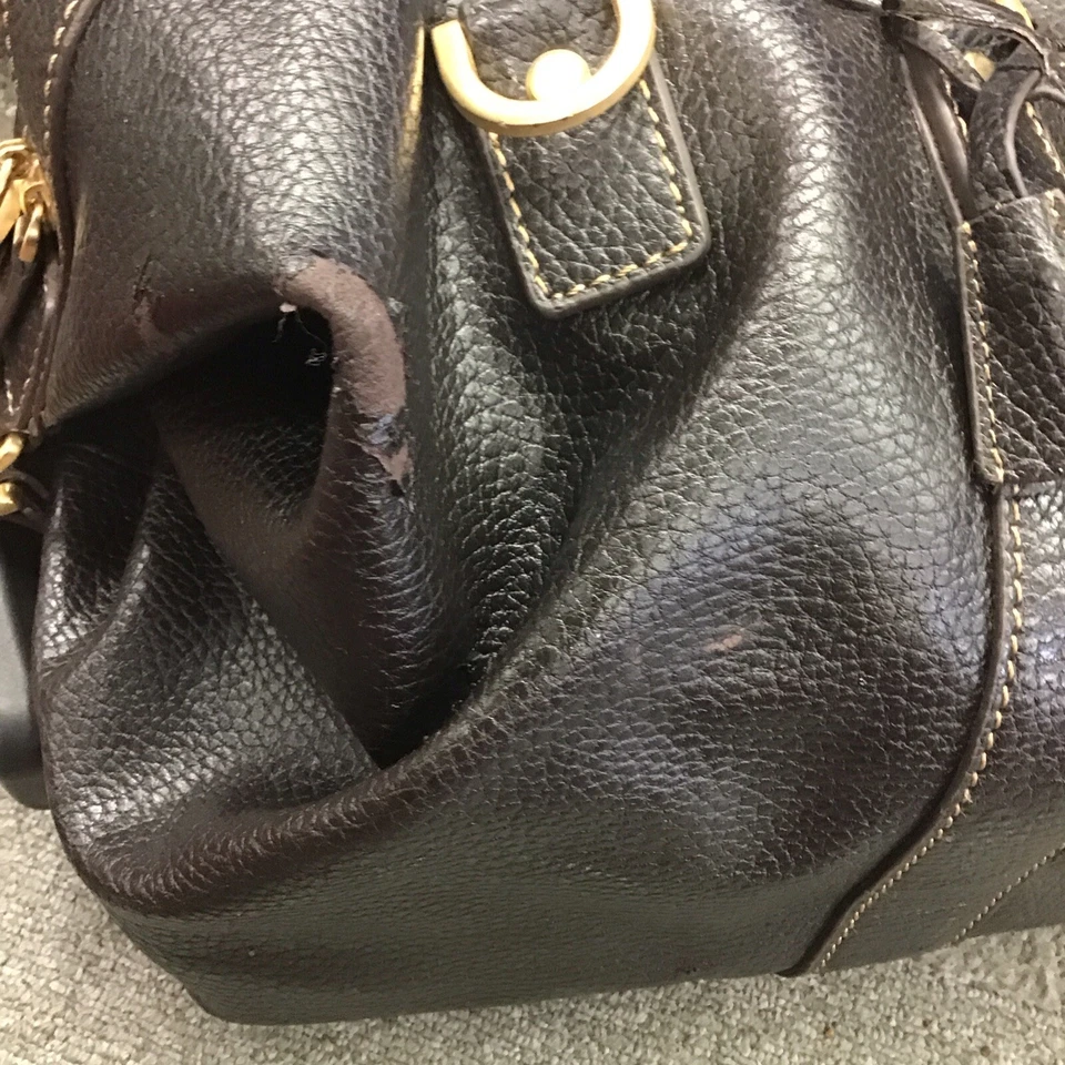 Brooks Brothers Rolling Duffle de Couro Marrom Rolling Duffle com Alça e Alça 22” - Imagem 2 de 4