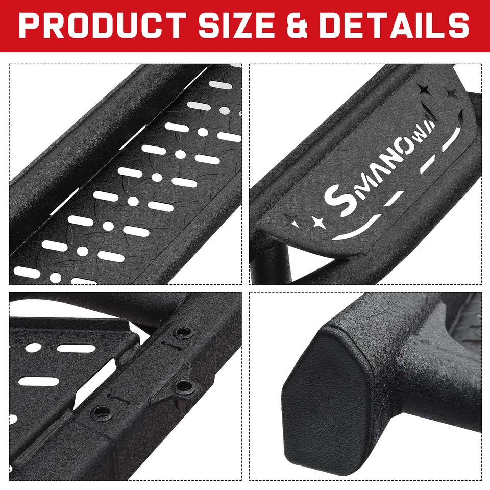 Side Step BDK Running Boards For 04-24 Nissan Titan Crew Cab Drop Nerf Bar BLK - Изображение 4 из 4