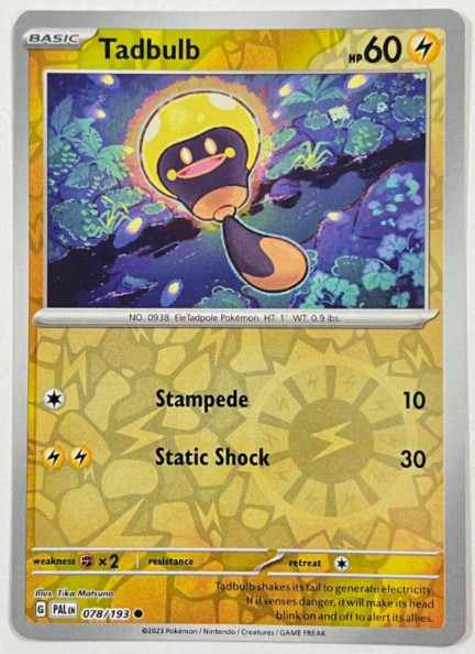 Pokemon -  Tadbulb 078/193 - Reverse Holo - Paldea Evolved - NM/M