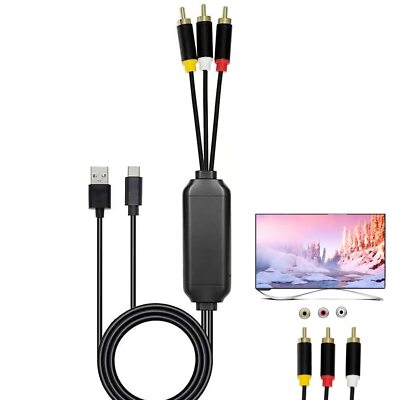 USB C to RCA Cable Adapter 6Ft Enables Type-C to TV Connection Includes USB A