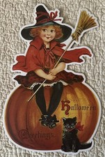 Halloween New Vintage Inspired Black Cat Witch Die Cut Craft Scrapbook Decor A