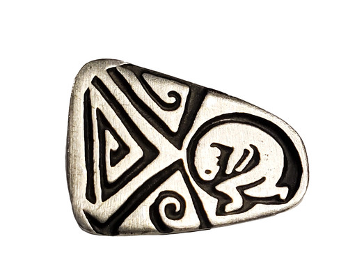 Tribal design Pin 1" inner child rebirth silver tone brooch