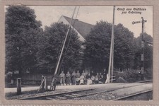 Ansichtskarte Arnsdorf - Gasthaus zur Erholung - An der Bahnschranke - 1918