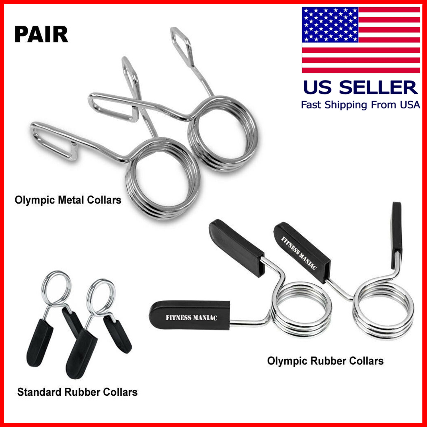 Spring Clip Collars Weight Dumbbell Handles for Olympic 2Inch and 1inch Bars eBay