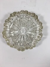 Vintage Mid Century Clear Gold Glass Fluted Ashtray