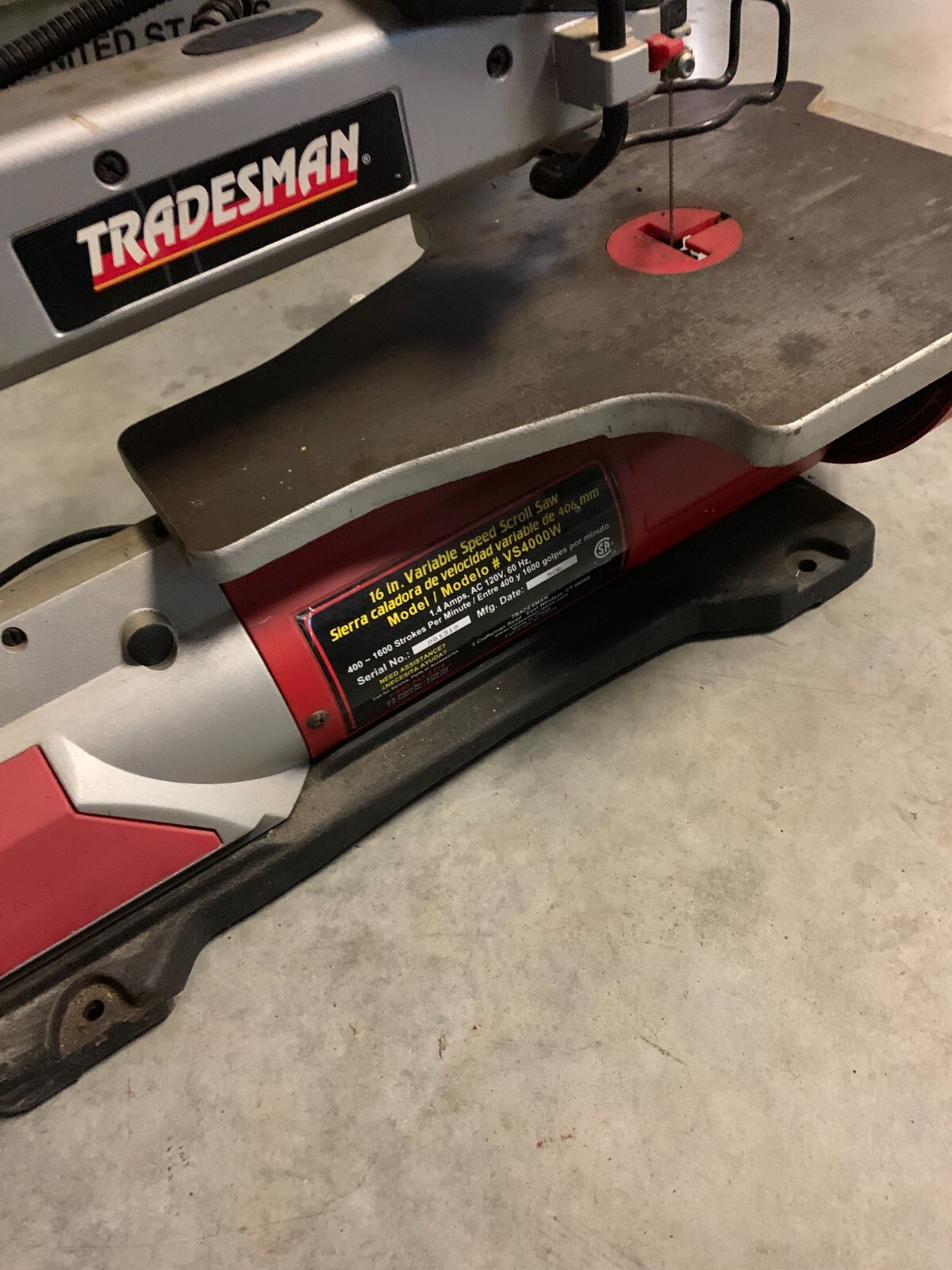 16" Variable Speed Scroll Saw Tradesman Model VS4000W Pre Owned LOCAL