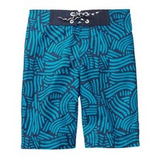 NWT Gymboree Boy Swim trunks Board shorts Geo Lined Blue 4,7/8