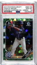 2019 Bowman Draft Chrome Sapphire #BDC180 Joshua Mears Green PSA 10