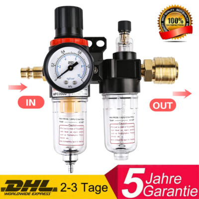 1/4'' Druckminderer Druckluft Filter Regler Kompressor Wasserabscheider Manometer
