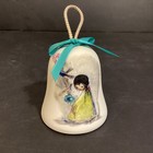 Vintage 2009 Ted DeGrazia Christmas Bell Ornament Collectible Bisque Girl Tree