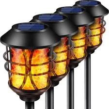 Tomcare Solar Metal Flickering Flame Torches Waterproof Outdoor Heavy Duty Solar
