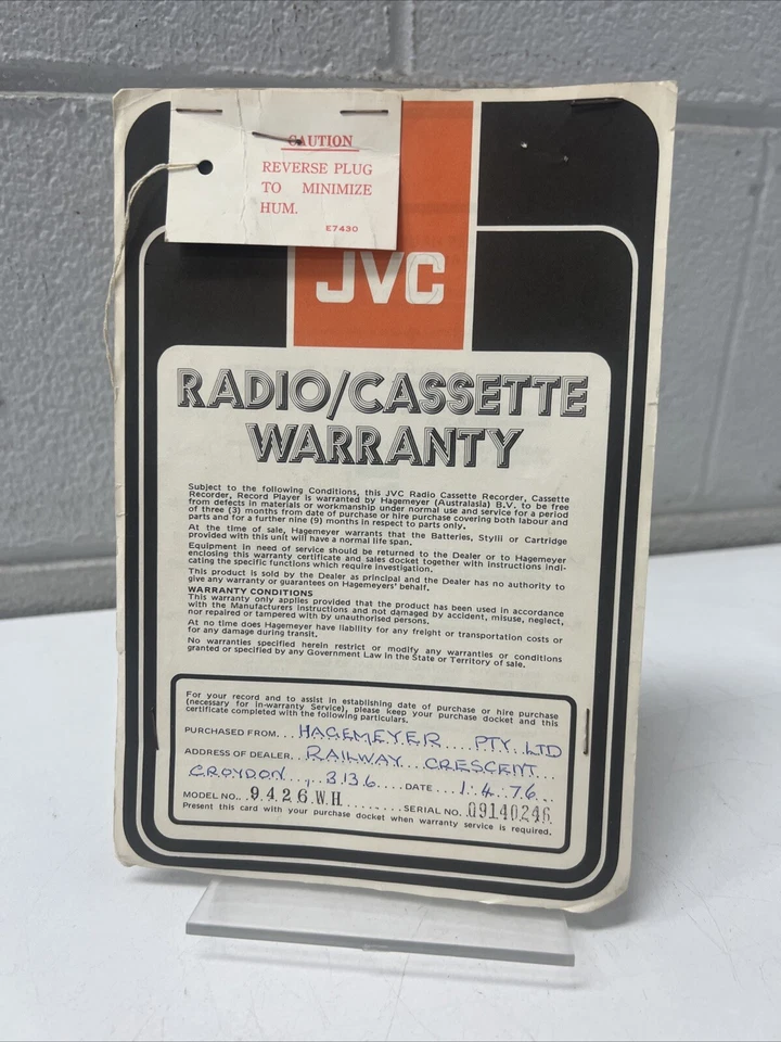 OPERATING INSTRUCTIONS RADIO CASSETTE RECORDER JVC 9426SA W WH 1970s - image 2 of 4