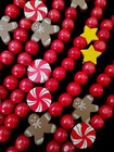 Two Sets Gingerbread Boys, Peppermint Candies And Stars Red Wood Beads/Garland — photo 2