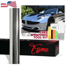 ESSMO PET Chrome Silver Stretch Car Vehicle Vinyl Wrap Decal Sticker Sheet Film