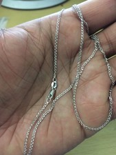 14k Solid White Gold 1.5mm Italy Wheat Chain Necklace 16, 18, 20, 22, 24Inch