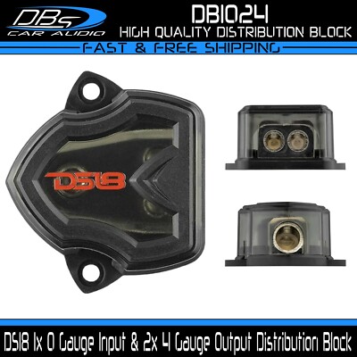 DS18 Power Ground Amp Distribution D Block 1x 0 Gauge Input & 2x 4 Gauge Output