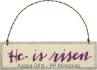 PBK Easter Decor - Small Tin Ornament Sign He Is Risen #29762