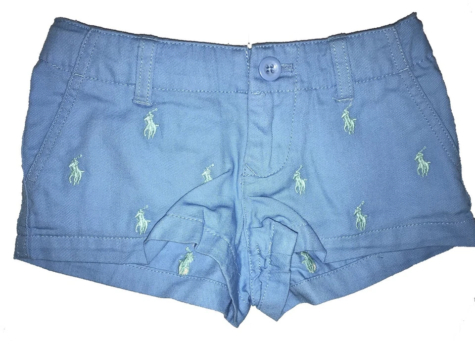 Pantalones Cortos Polo Ralph Lauren Niñas Pequeñas Poni Todo Logo Rosa Azul 2T 3T 4T NUEVO Foto 2 de 2