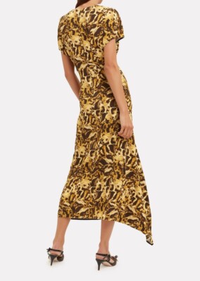 NEW VICTORIA BECKHAM DRAPED NECK TABBY PRINT MIDI DRESS SIZE 4 | eBay