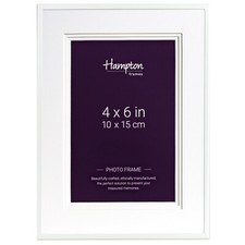 Image of Silver White Photo Picture Frame With 3cm Wide White Mount 4x6 5x7 6x8 8x10