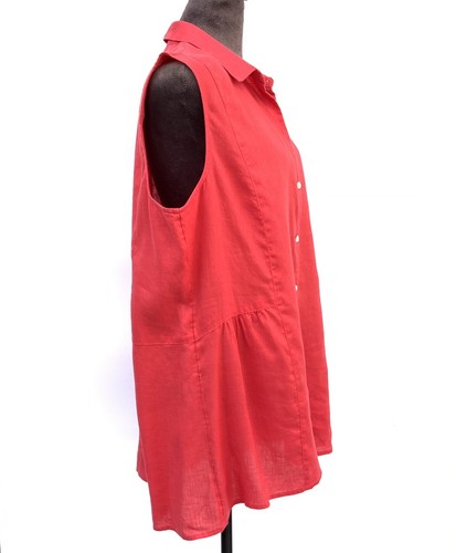 J. JILL Love Linen Size L Button Front Sleeveless Peplum Tunic Blouse Resort - Picture 5 of 19