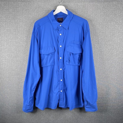 UNTUCKIT Blau Performance Button Down Hemd Herren 3XL Belüftet Langarm Taschen - Bild 1 von 7