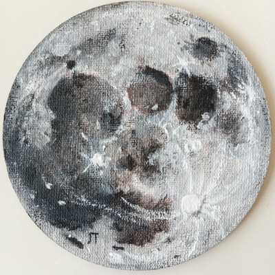 Original Full Moon Circle Canvas Painting celestial decor