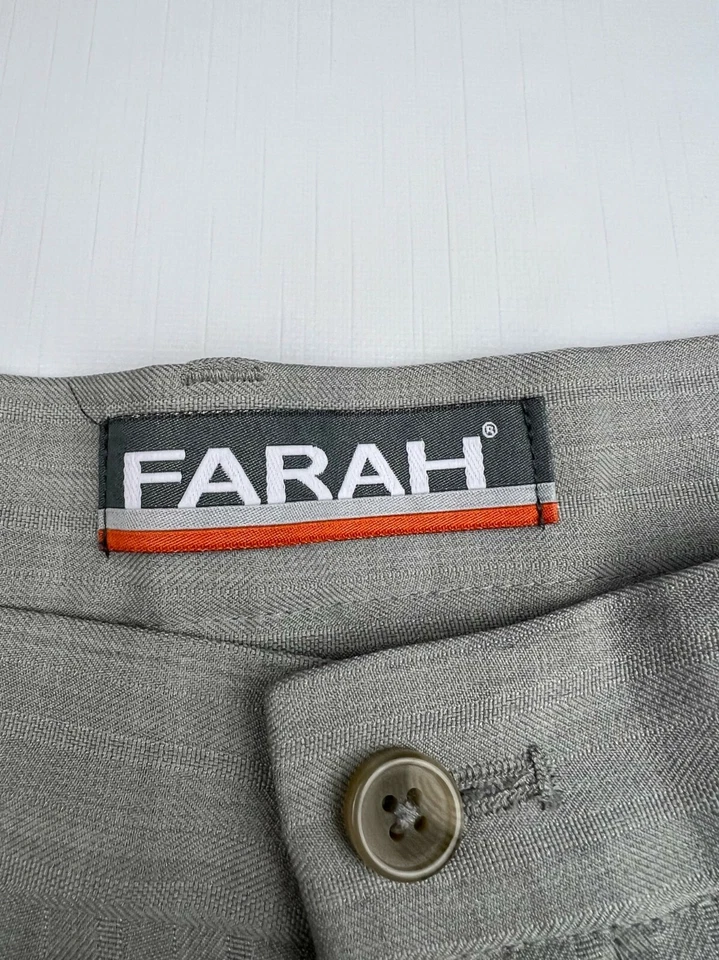 Pantalones de vestir grises de pierna recta Farah para hombre talla 36x32 Foto 4 de 4