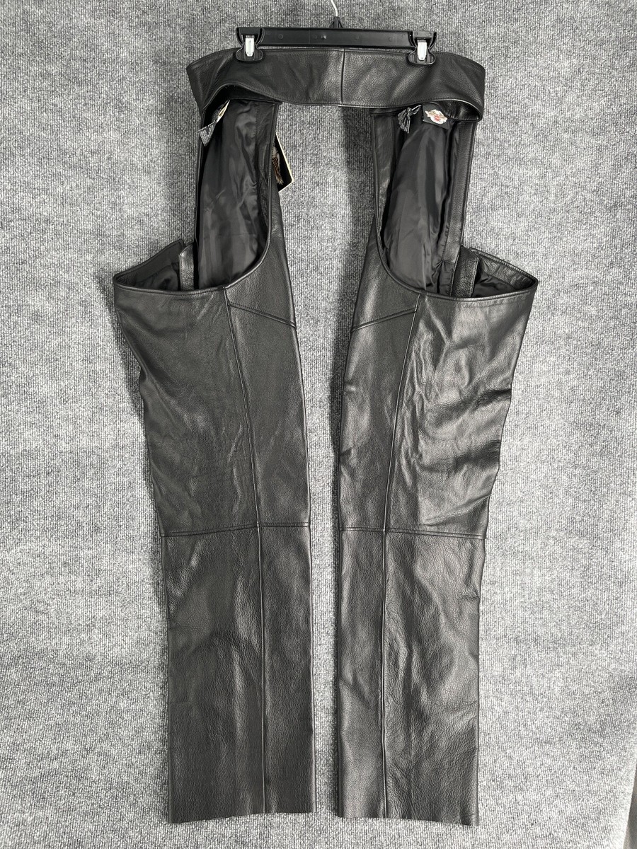 Harley-Davidson Roadworthy Chaps Men Size XL Black Leather Lined