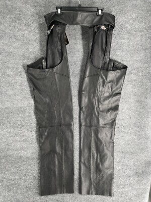 Harley-Davidson Roadworthy Chaps Men Size XL Black Leather Lined