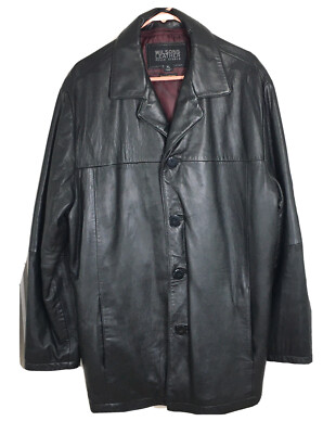 Wilsons Leather Jacket Mens Pelle Studio Black Lambskin Button