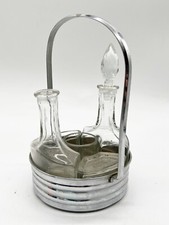 VINTAGE GEW&Uuml;RZK&Auml;NNCHEN SET FLASCHEN T&Ouml;PFE CHROM TRAGEGRIFF