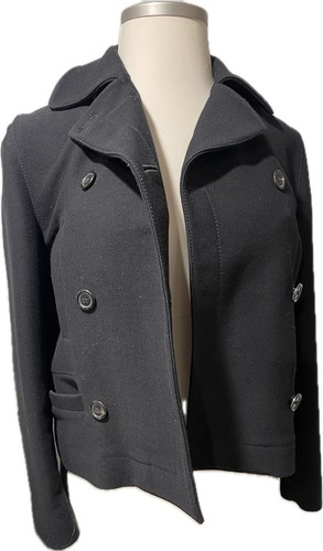 NARCISO RODRIGUEZ BLACK WOOL BLEND PEACOAT JACKET COAT DOUBLEBREASTED 8 ITALY - Picture 7 of 13
